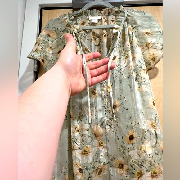 H&M Sheer Floral Flutter Sleeve Blouse - Picture 4 of 7